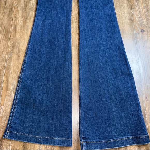 SPANX Flared Jeans Women's S 4/6 LONG TALL High Rise Dark Blue Jeans Pull On - Picture 8 of 9